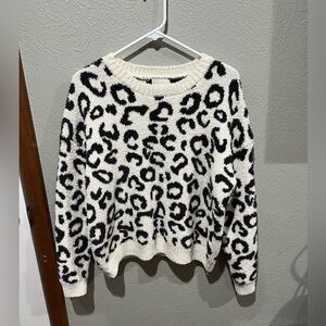 Altar’d State Leopard Print Soft Sweater Size L EUC Cream and Black Color